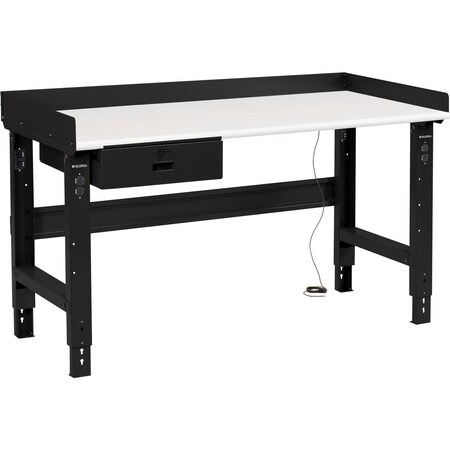 Global Industrial 48 x 30 Adj Height Workbench w/Drawer, Black-ESD Safety Edge Top 318635ABK
